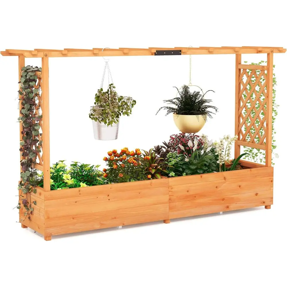 Hanging Planter Basket - 45 Bedeng Taman Tinggi dengan Trellis